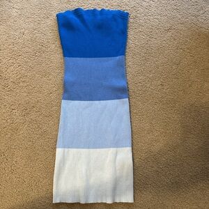 SHEIN Blue and Light Blue Ribbed Knit dress